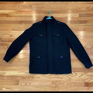 Men’s Levi Black Zip-Up Peacoat (Large)